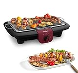 Tefal, BG90E5 Easygrill Adjust, barbecue elettrico da tavolo, 2300 Watt, superficie grill 720 cm², facile da pulire, nero/bordeaux