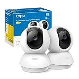 Tapo C210P2 Telecamera Wi-Fi Interno 2K(3MP), Videocamera sorveglianza, Visione Notturna, Notifiche in Tempo Real, MicroSD fino a 512GB, Alexa e Google Assistant, Contiene 2 C210