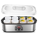 Yogurtiera Elettrica con LCD Display, Fohere 8 Vasetti da 180 ml in Vetro, Timer 48 Ore e Controllo Costante Della Temperatura, BPA Free, Macchina Yogurt Vegano e Senza Lattosio