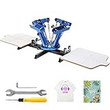 VEVOR Macchina da Stampa 4 Colori 2 Tavole per Abbigliamento Fai-da-te, Stampante per Serigrafia in Acciaio Laminato Serigrafica Manuale 4 Colori 2 Tavole Dimensioni da Stampa 54x45cm Girevole 360°