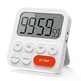 LIORQUE Timer da Cucina Digitale, Timer Multifunzione con Funzione Orologio, 3 Livelli di Volume, Schienale Magnetico, Supporto Pieghevole, per Cucinare, Uovo, Palestra,Studio, Lavoro