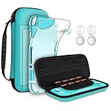 8pcs GeeRic Custodia Compatibile per Switch Lite, 2pcs Vetro Temperato + Cover + 4 Thumb Grips + Borsa +Accessori 8 in 1 Kit Compatibile con Switch Lite Turchese