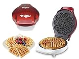 Beper - Piastra per Waffle, Cialdiera, 5 Waffle Alla Volta, Piastra Antiaderente 18cm, 800-100W - Rosso/Bianco