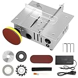 Mini Sega Circolare con 4 Lame, 96w Mini Sega da Tavolo Portatile, Banco Sega Circolare per Legno con Alimentazione 7 Velocità, Scalpello SDS Plus per Piastrelle, Scalpello Muratore (A)