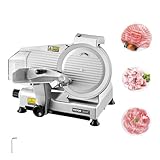 VEVOR Affettatrice per Carne Commerciale 254 mm Tagliatrice per Carne Congelata 180 W Lama di Alta Qualità, Spessore Regolabile 0 a 10 mm Affettatrice Elettrica per Alimenti da Gastronomia per Carne