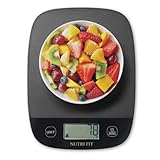 NUTRI FIT Bilancia digitale da cucina ultra sottile Bilancia elettronica multifunzione Bilancia da cucina grande display in plastica piattaforma 5kg/11lb-1g lb.oz fl.oz g ml (nero)