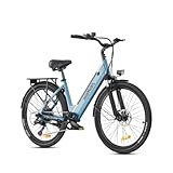 Bici Elettrica Per Adulti Da 26', 7 Velocità Bicicletta Elettrica da 36V 13Ah Batteria Rimovibile, 25km/h & Autonomia di 80-100km E-bike Per Pendolari Urbani, IP65 impermeabile (MileCity1, Blue)