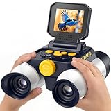 Binocolo Bambino Ahalfcit con Fotocamera, Funzione di Visione Notturna a Infrarossi, Telescopio per Bambini 10x25, adatto a Bambini dai 4 anni in su per Birdwatching, Campeggio, Escursionismo - Bianco
