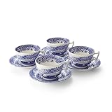 Spode Set di 4 tazze da tè e piattino, colore: blu