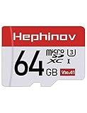 Hephinov Scheda Micro SD 64GB, Scheda di Memoria fino a 100 MB/s(R) 30MB/s(W), microSDXC A1, U3, C10, V30, 4K, UHS-I, Micro SD Card per Telefono, Videocamera, Switch, Gopro, Tablet
