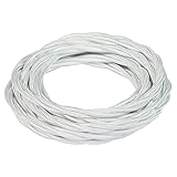 FANTON cavo elettrico tessile colore bianco treccia seta 10mt 3G1.5 filo rivestito in tessuto vintage stile retrò per lampadari applique 93808-10