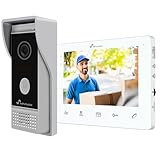 NIVIAN Videocitofono 2 Fili Analogico con Monitor 7' HQ Schermo Interno con Audio Bidirezionale | Piastra Esterna IP65 Antivandalica con Visione Notturna, Apriporte Elettrico. Smart Security