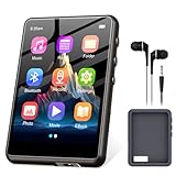 Lettore MP3 128GB Bluetooth 5.3, ZAQE 2,4” Full Touchscreen Lettore MP3 sportivo portatile, Altoparlanti integrati ad alta definizione, Radio FM, Registrazione, Line-In, Suono HiFi, fino a 512GB, Nero
