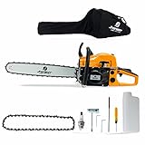 JHONSORR Motosega a scoppio 52cc scoppio lama 50 cm kit montaggio domestico professionale + Candela + Catena + Borsa per il Trasporto in OMAGGIO