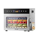 VEVOR Disidratatore Alimentare 6 Vassoi in Acciaio Inox, Essiccatore Elettrico per Alimenti da 400 W Temperatura Regolabile Timer, Liofilizzatore per Carne Secca, Frutta, Verdura, Erbe