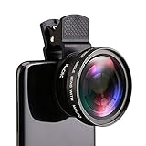 Akls Obiettivo grandangolare 0,45x, obiettivo grandangolare e obiettivo macro HD 12,5x, universale, per iPhone, Samsung e la maggior parte degli smartphone Android