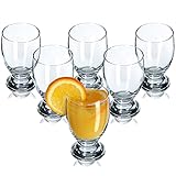 KADAX Bicchieri da Tavola in Vetro Trasparente per Acqua, Limonata e Succhi di Frutta, Bicchieri con Piedi per Tutte le Occasioni (Set di 6, 250 ml)