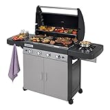 Campingaz 4 Series Classic LS Plus Gas Grill Barbecue con 4 Bruciatori, Sistema di Pulizia Facile InstaClean, 2 Tavoli a Lato, Grigio, 160.3 x 60 x 115.6 cm