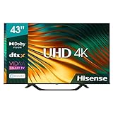 Hisense 43' UHD 4K 43A67H, Smart TV VIDAA 5.0, HDR10+ Decoding, Dolby Vision, VA, Controlli vocali Alexa, Tuner DVB-T2/S2 HEVC 10, lativù 4K