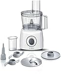 Bosch Robot da Cucina Multifunzione Compatto MCM3100W, Oltre 20 Funzioni, 800 W, 2 Velocità, Ciotola 2,3 l, Tanti Accessori Inclusi per Affettare, Tagliare, Grattugiare, Impastare e Montare, Bianco