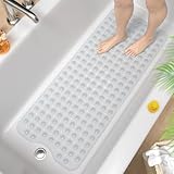 HITSLAM Tappetino Vasca Antiscivolo da Bagno, 101 x 40cm Extra Lungo Tappetino Doccia Antiscivolo Senza BPA, Resistente alla Muffa e Lavabile in Lavatrice Tappetino Bagno, Trasparente