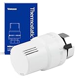 VANCOCO M30×1,5 mm Testa Termostatica per Termosifoni, Valvola Termostatica Radiatore, Bianco, con Sensore Liquido e Funzione Antigelo
