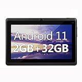 Haipky 7 Pollici Android 11.0 Tablet PC, 2GB RAM 32GB Rom, Quad Core, Fotografiche Doppie, 1024x600 Schermo HD, WiFi, Bluetooth, GMS, Regalo per Adulti E Bambini (Nero)