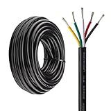 URCIANOW Cavo 5 Poli 0,5mm²Filo Elettrico 5 Fili di Prolunga 10 Metri UL2464 5 Conduttori Cavo di Rame Stagnato 20 AWG Nero Rivestito in PVC per Elettrodomestici da Cucina