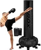 RDX Sacco da Boxe Terra, XXL 150KG 6FT Pesante Pieno KARA Sacco con Guantoni e Base, Maya Hide Pelle Piedistallo Adulti Free Standing Bag, MMA Arti Marziali Pugilato Muay Thai Kick Boxing