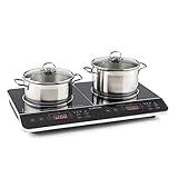 Klarstein VariCook - Piastra a Induzione Portatile, Fornello a Induzione, Piano Cottura, 240 °C, 10 Livelli, Superficie in Vetro, Timer, Controllo Touch, Spegnimento Automatico, 3500 W, Nero