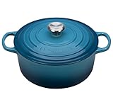 Le Creuset Casseruola in Ghisa con Coperchio, Rotonda, Pomolo in Acciaio Inox, Ø 26 cm, Per tutti i forni e le fonti di calore, incluso induzione, Azzurro