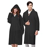 Vicloon Poncho Impermeabile, 2 PCS Impermeabile per Adulti da Portatile Eva Trasparenti Riutilizzabili, Cappotto di Pioggia Poncho per Uomo e Donna per Pesca, Parchi Acquatici e Altro Ancora (Nero)