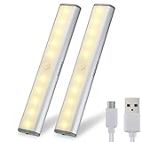 Lampada a LED con sensore di movimento, per illuminazione armadio, credenza cucina, Luce calda., 2 pezzi