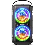 W-KING 180W PEAK Cassa Bluetooth Potente Portatile Altoparlanti Party Wireless Bluetooth Speaker IPX5, Enormi 105dB, 4 driver(2 woofers*4,04'') Super Natural Bass, Luci, 24H, U-disk, AUX, Carta TF, EQ