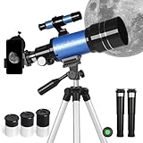 ESAKO Telescopio per Bambini e Principianti, Astronomico Rifrattore da 70 mm con 3 Oculari, Treppiede Regolabile e Adattatore per Telefono