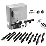 CO-Z 280W Kit Automazione Cancello Scorrevole, Motore Cancello Scorrevole per Porte Fino a 600kg 12 m con 2 Telecomandi, Cremagliera 12x0.33M e Sensori a Infrarossi per Giardino Garage