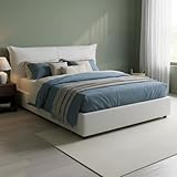 Talamo Italia - Letto matrimoniale Brunetta, Letto contenitore con rivestimento in tessuto, 100% Made in Italy, Apertura frontale, adatto per materasso Cm 160x190, Bianco