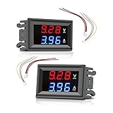 diymore 2 pezzi Voltmetro Amperometro Voltmetro da Pannello Digitale 0.28'0-100V DC10A Rilevatore di Tensione Misuratore di Corrente Pannello Amp Volt Gauge