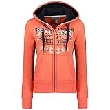 Geographical Norway Gladys Lady - Felpa da Donna con Cappuccio e Tasche a Canguro - Felpa da Donna Casual a Manica Lunga Calda (Corallo M Taglia 2)