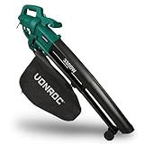 VONROC Soffiatore Foglie Elettrico 3 in 1 3300W – Soffiatore, Aspiratore e Trituratore – Velocità Aria 270 km/h – Sacco 40L con Ruote e Tracolla – Leggero e Potente per Giardini e Cortili