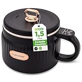 NutriChef Cuoci Riso Elettrico 1,5 Litri, Multi-Funzione con Rivestimento Antiaderente in Ceramica, Pannello Digitale, 6 Funzioni: Riso, Zuppe, Stufati, Porridge Istantaneo, Nero