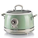 Ariete 2904 Rice Cooker + Slow Cooker - Cuociriso Elettrico con bowl in ceramica - Sushi fatto in casa - Multicooker - Linea Vintage - 3,5 L - 700 W - Verde