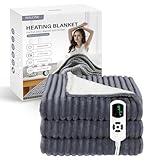 NALONE Coperta Riscaldante Elettrica Matrimoniale, Textra Spessa ermocoperta Matrimoniale 160x130cm con 9 Livelli Di Calore e 12 Timer, Coperta Termica Singola e Doppie Lavabile
