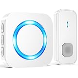 SURFOU Campanello Senza Fili Impermeabile per Esterni, Campanello Rumoroso Wireless a Lunga Distanza di 400 m per la Casa, 5 Volumi, 55 Suonerie, Indicatore LED Lampeggiante, Bianco