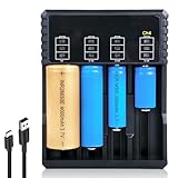 18650 Caricabatterie: 4 batterie universali con display LED, caricatore 18650, 18650, caricatore universale, caricabatterie USB veloce per batterie 18650, 18350, 21700, 16340, 26650, AA AAA C, 3,7 V,