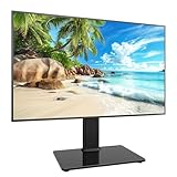 Supporto TV universale girevole/Base TV da tavolo per TV da 19 pollici a 39 pollici con girevole da 90 gradi, base in vetro temperato ad alta resistenza regolabile a 4 livelli, resistente a 35 kg.