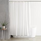 Amazon Basics Tenda da doccia, in tessuto resistente all'acqua e alla muffa, con occhielli e ganci, lavabile in lavatrice, 180 x 200 cm, bianco