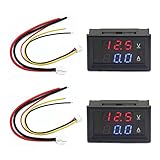 VooGenzek 2 Pezzi 0.28' LED Voltmetro Amperometro, Multimetro Digitale Rosso e Blu Tester di Tensione per Display, DC 0-100V 10A per 12V/24V Misuratore di Amperaggio Pannello Volt Amp Gauge