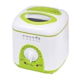 Suinga Friggitrice elettrica ad olio con capacità totale di 1 litro. Termostato con intervallo di temperatura da 80 a 190 gradi. Potenza 950 W. Misure 19 x 21 x 19 cm