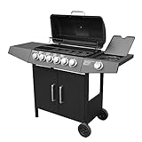 Grill Barbecue a Gas,Compatto con 6+1 Bruciatore,BBQ Gas per Pietre Laviche,con Fornello Laterale, Controlli della Temperatura Indipendenti, Grande area barbecue